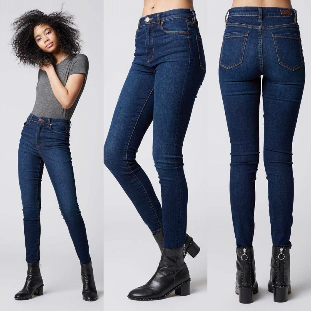 BLANKNYC Dark Wash Raw Cut Distressed Skinny Jeans